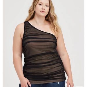 NWT Torrid One Shoulder Mesh Foxy Cami - Black